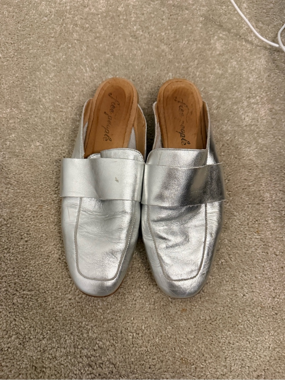 Free people Silver Slip-On Mule Loafers - Women